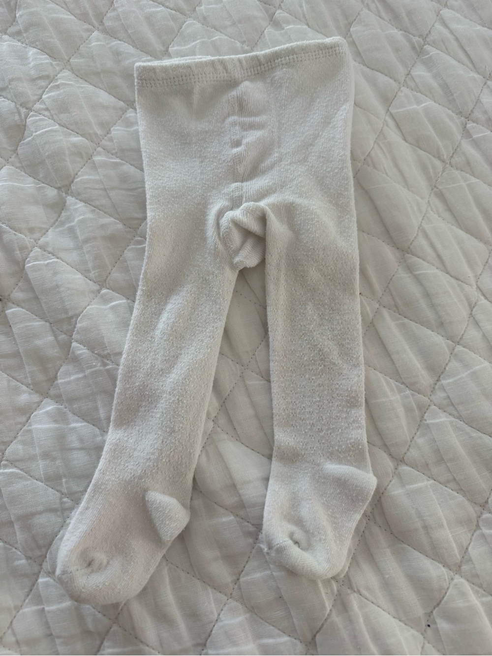 White Cotton Blend Baby Tights - White